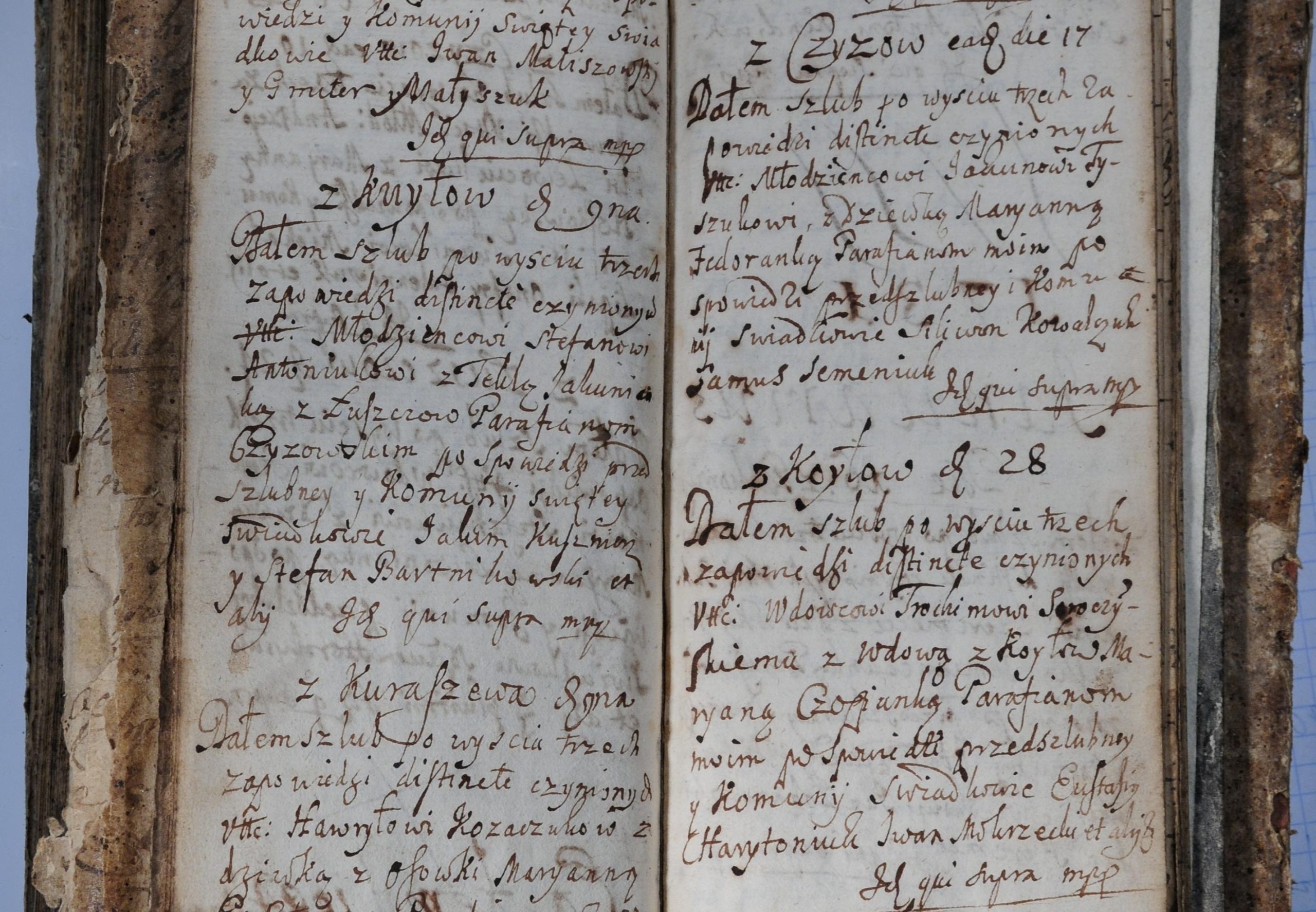 Шлюбні метрики з парафії в Чижі з 1730 р., ч. ІI