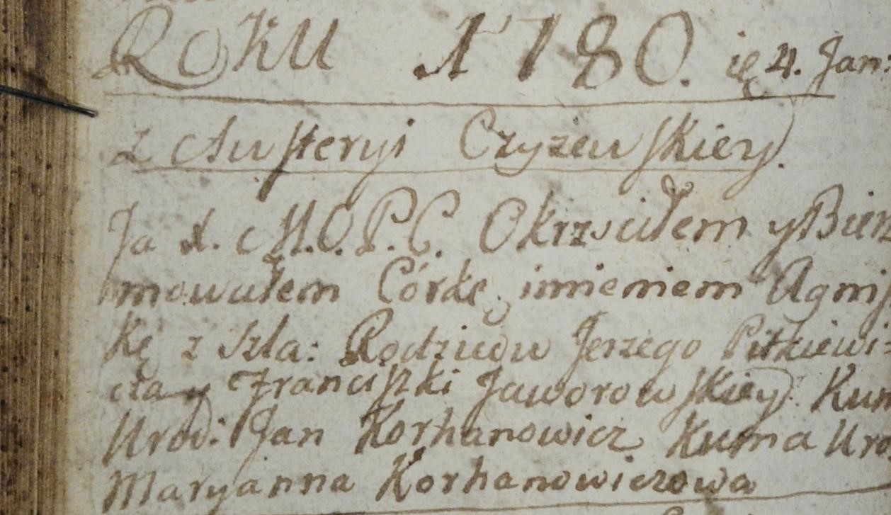 Jak nazywano dziewczynki w 1780 r.? Na bazie materiału z metryk parafii w Czyżach